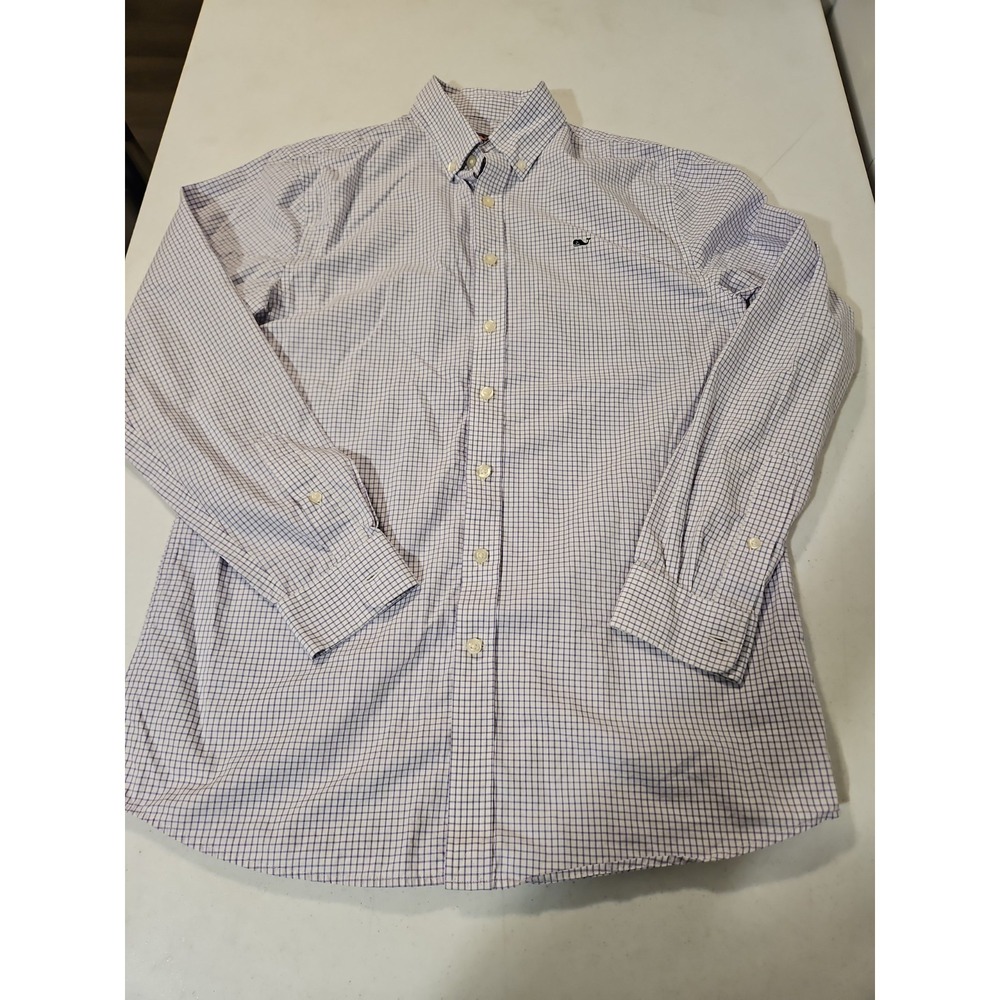 Vineyard Vines Whale Shirt Plaid Button Down Teen Boys XL-18 100% Cotton (1651